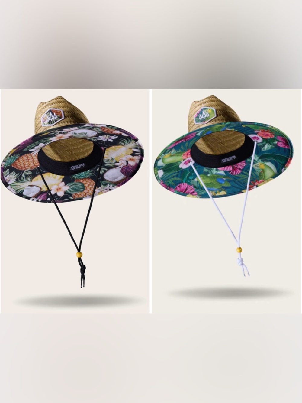Hemlock Straw Lifeguard Hats Bundle Tropical Print UPF 50+ Caicos/Nightcap NWT